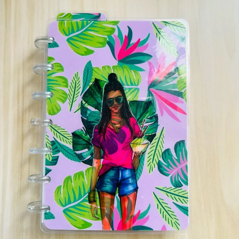 Happy planner mini size tropical girl pineapple fruits weekly layout